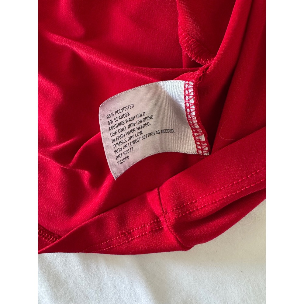 Y2K Vintage Size L Worthington Stretch Red Short Sleeve Pleated Coquette Chic - Picture 3 of 6